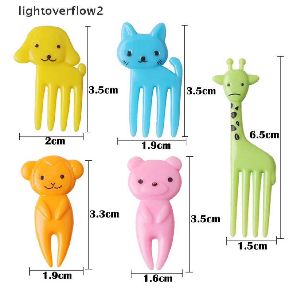 [lightoverflow2] Set 10pcs Cute Animals Food Picks Mini Kartun Tusuk Gigi Garpu Buah Picks [ID]