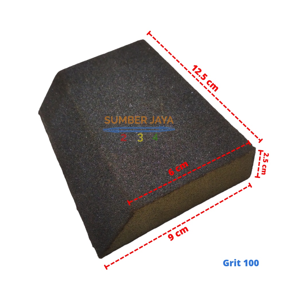 AMPLAS SPONS KOTAK GRIT 100 / SPONGE SANDING BLOCK GRIT 100