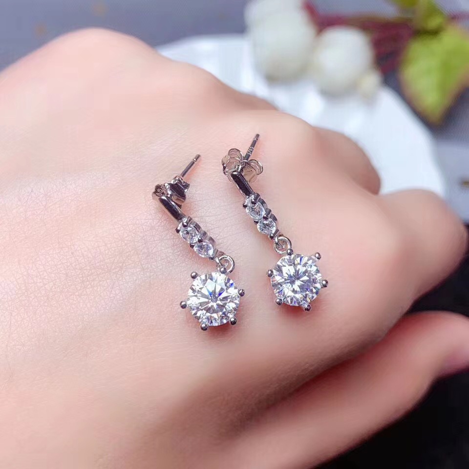 Goldkingdom Aksesoris Perhiasan Fashion Ready Stock Meledak Imitasi Impor Moissan-Berlian Pt950 Lapis Emas Stud Mewah 1-karat Anting