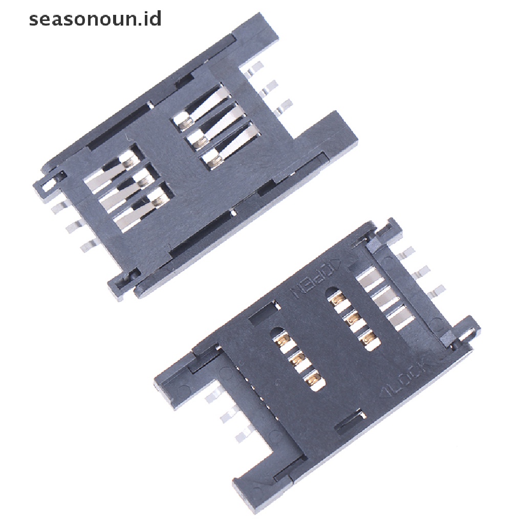 Seasonoun 10PCS Holder SIM Card Soket Kartu 6PIN Konektor Slot SIM Card Untuk Telepon.