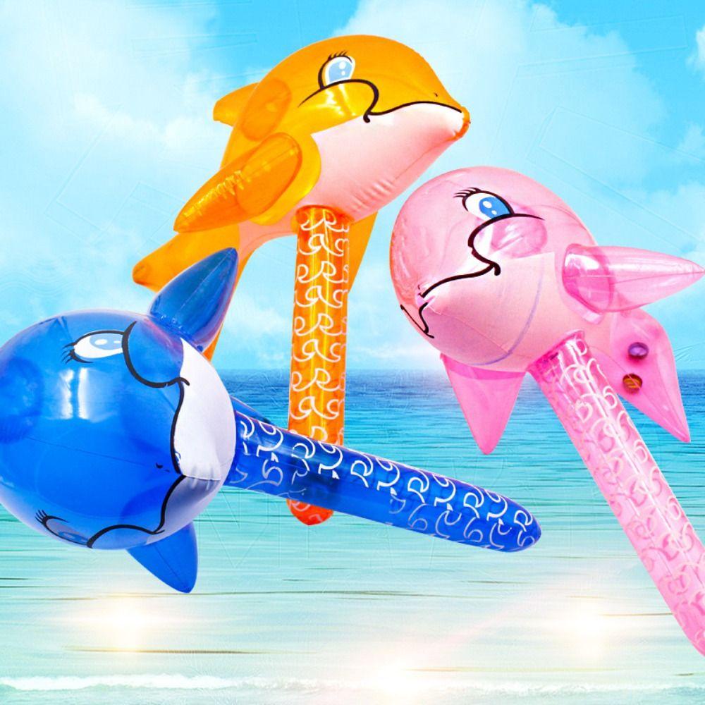 Lanfy Dolphin Inflatable Handheld Stick Outdoor Perlengkapan Kolam Renang Dekorasi Rumah Aktivitas Props Inflatable Sticks Perlengkapan Pesta Party Decoration Dolphin Hammer