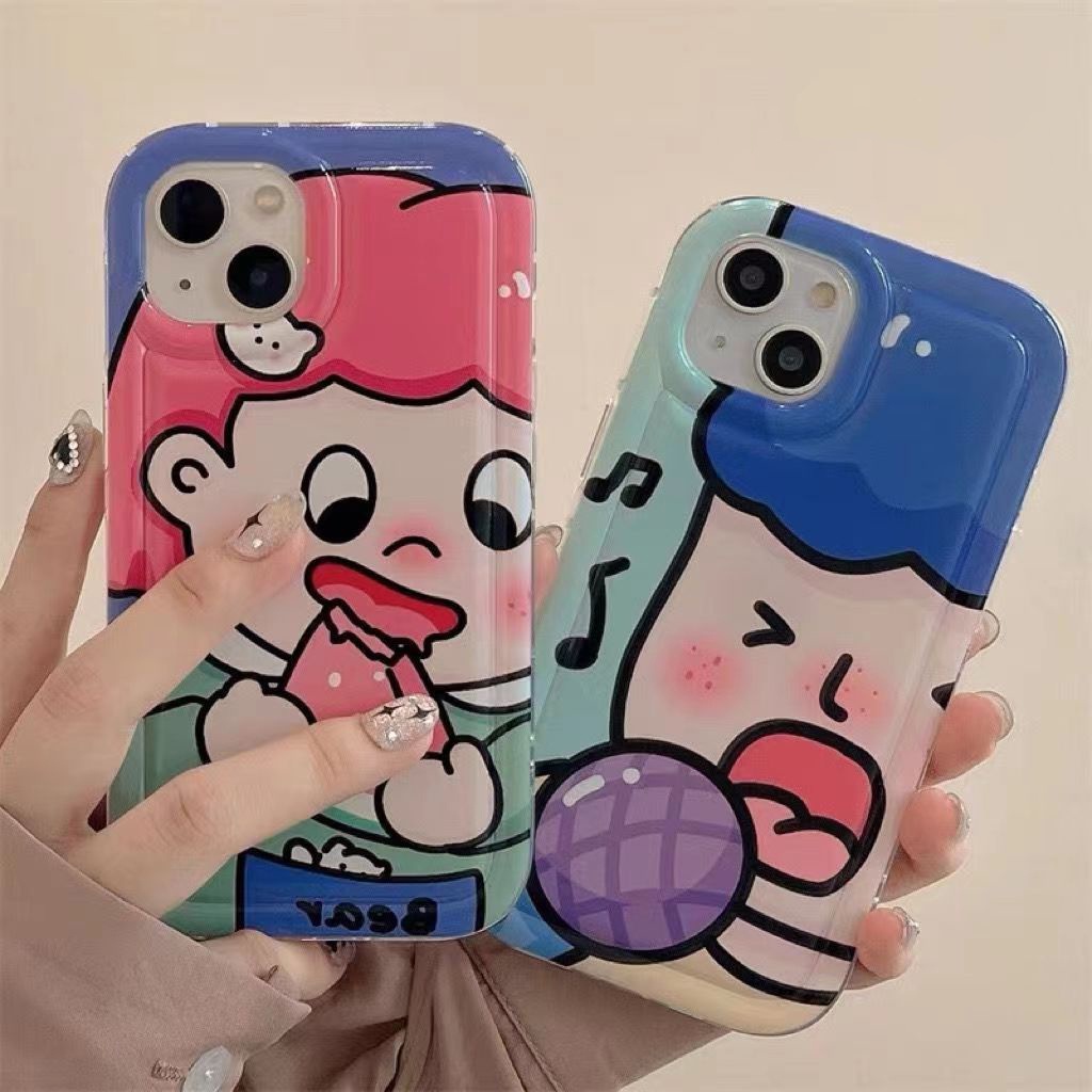 IPHONE Casing Ponsel Lembut Lucu Kompatibel Untuk Casing Iphone14 13 11 12 Pro XS Max X Xr7 +8 Plus TPU Silikon Shockproof Cover