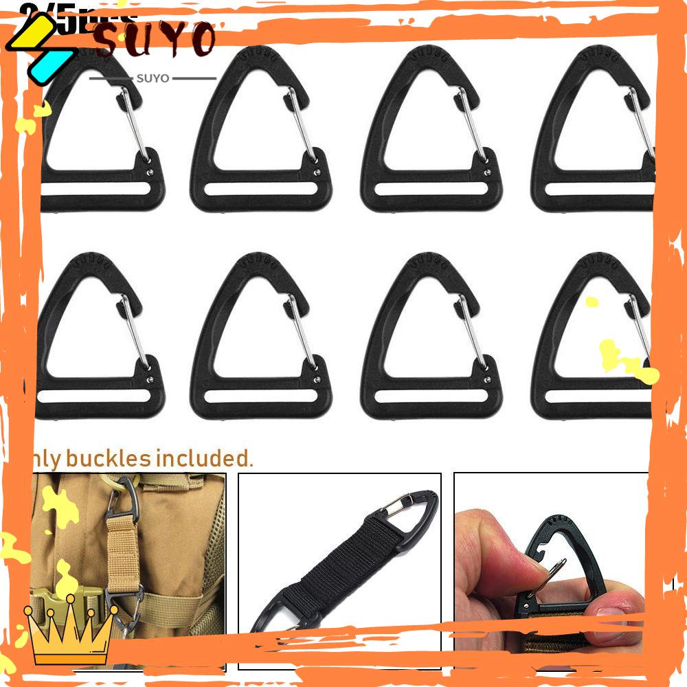 Suyo 2/5pcs Segitiga Carabiner Camping Hiking Ransel Aksesoris Paduan Plastik Gantungan Kunci Sabuk Gesper