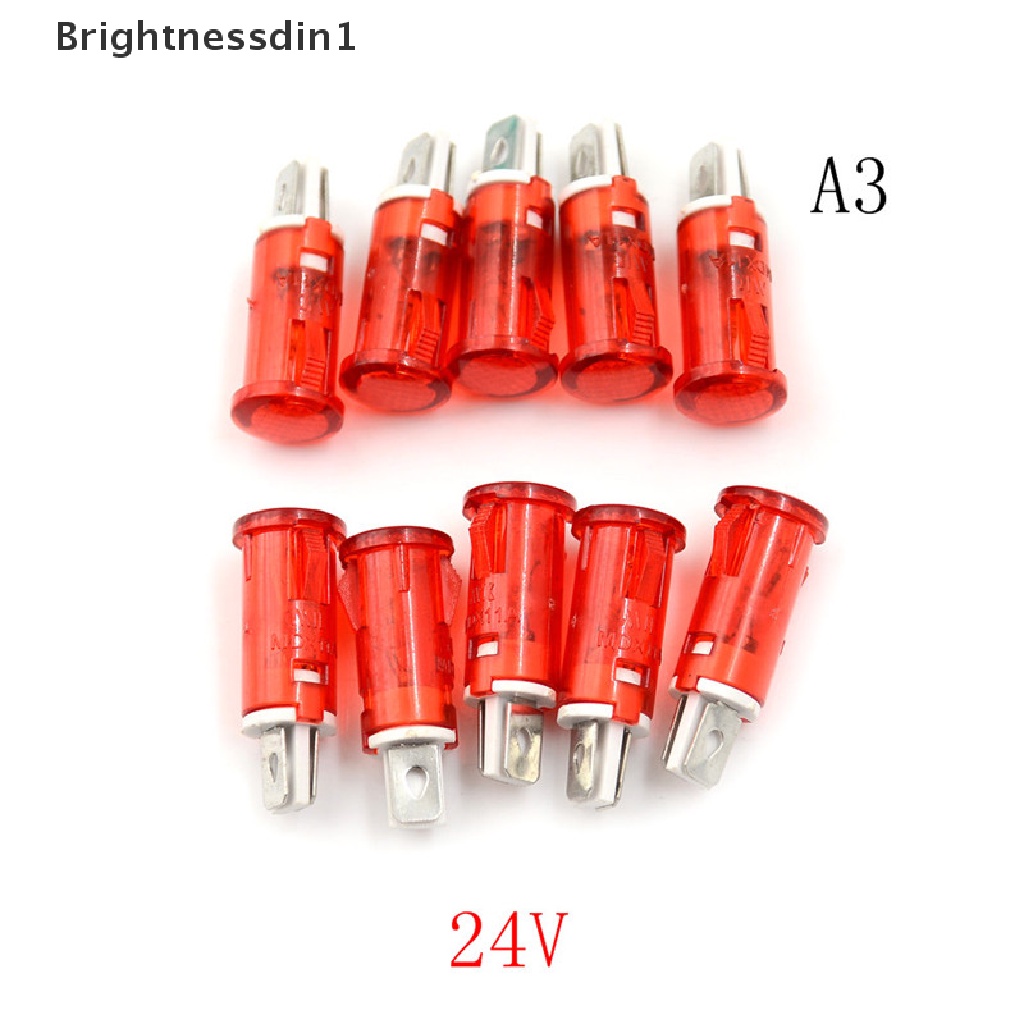 [Brightnessdin1] 10pcs Lampu Sinyal 10mm Merah Hijau Kuning Lampu Indikator Cahaya 12V 24V 220V Butik