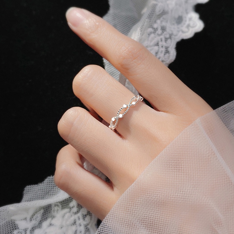 Cincin Berlapis Perak Untuk Wanita Mode Garis Pembukaan Pernikahan Pertunangan Pesta Pesona Perhiasan Hadiah