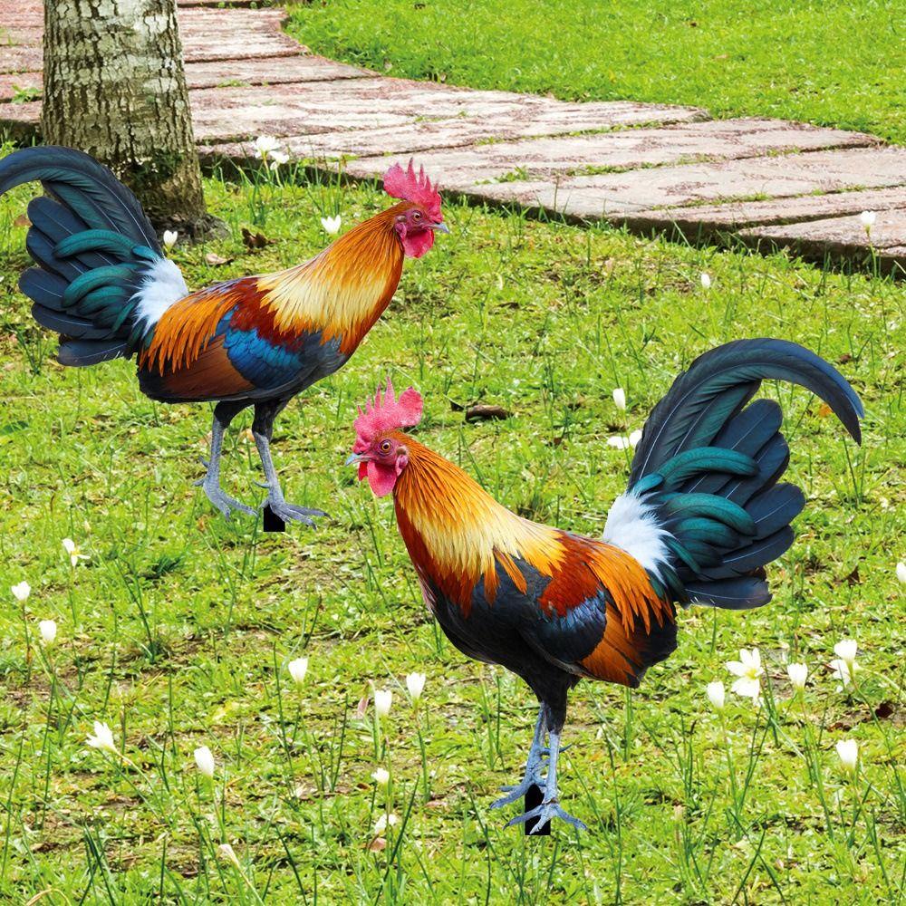 R-FLOWER Patung Ayam Jago Outdoor Yard Art Decor Ornamen Taman Akrilik