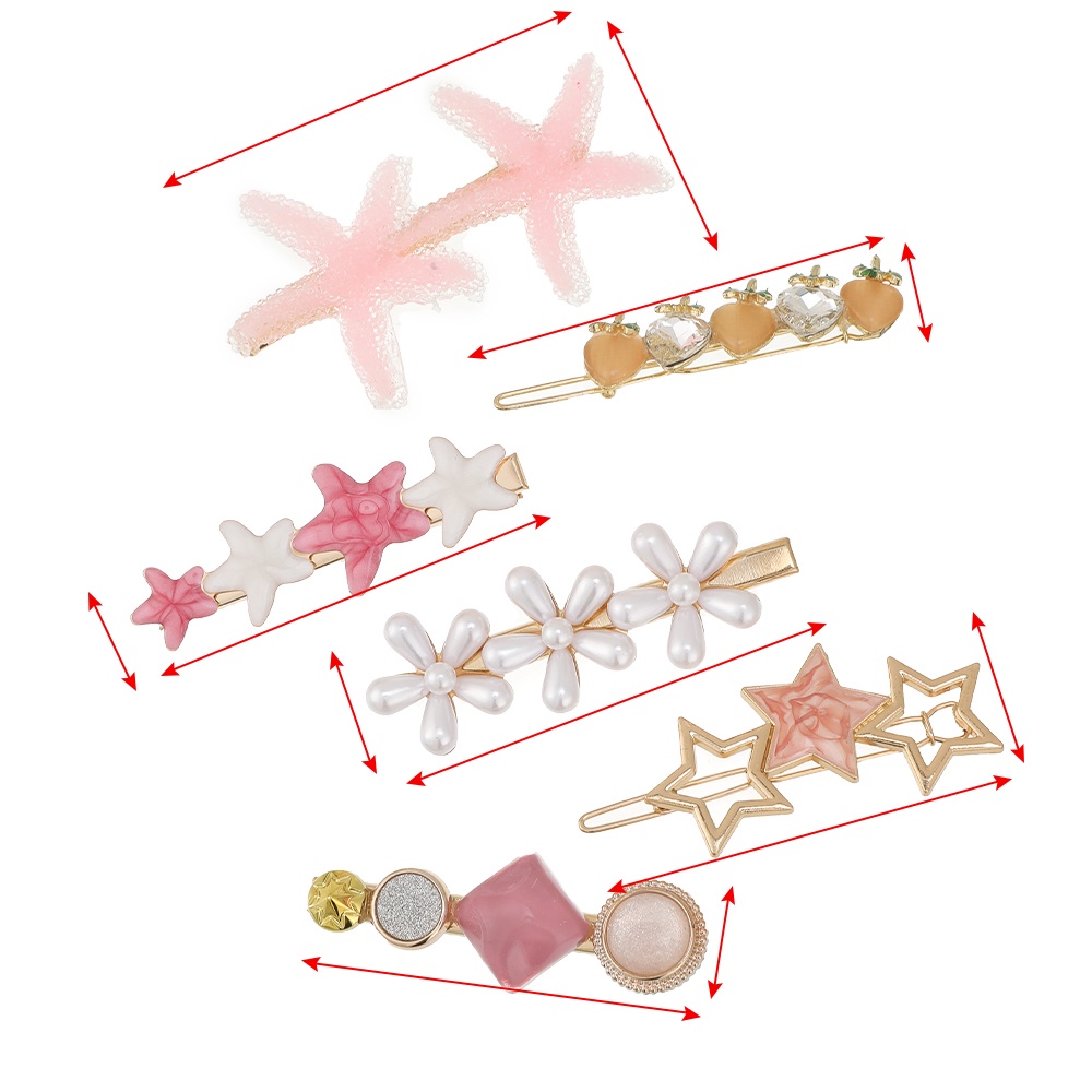 1set Korea Berlian Imitasi Mutiara Jepit Rambut Fashion Bunga Logam Hair Clip Wanita Aksesoris Rambut