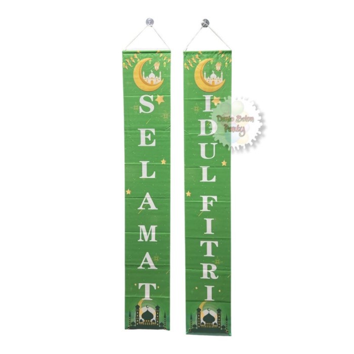Dekorasi Banner Selamat Idul Fitri / Hiasan Lebaran Spanduk Hijau