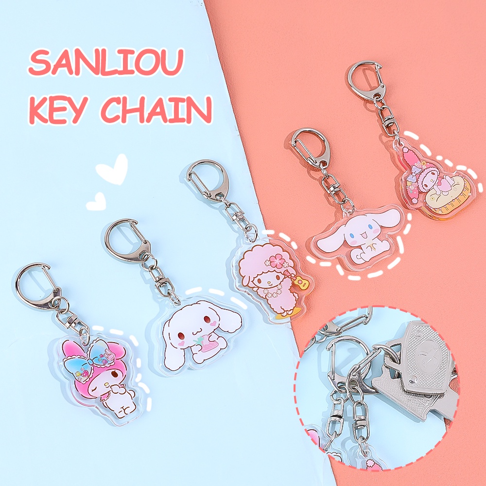 [Harga Grosir] 1pc My Melody Kuromi Tas Ornamen Indah Gantung Kunci Pendant Sanrio Dua Sisi Gantungan Kunci Akrilik Hadiah Cewek Dan Wanita