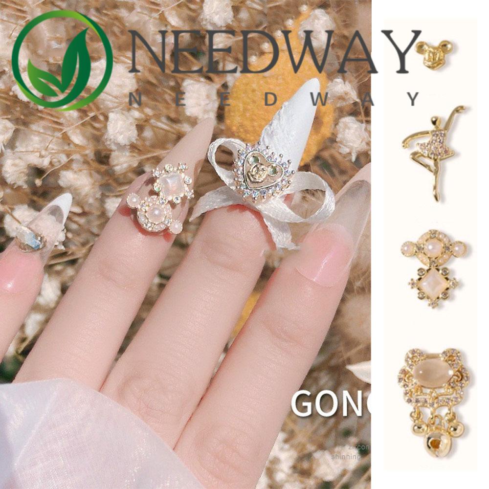 Needway   Kuku Seni Kupu-Kupu Perhiasan 1 Pcs Halus Warna Pengawet Opal Mutiara Cincin Berlian 3D Kuku Berlian Imitasi