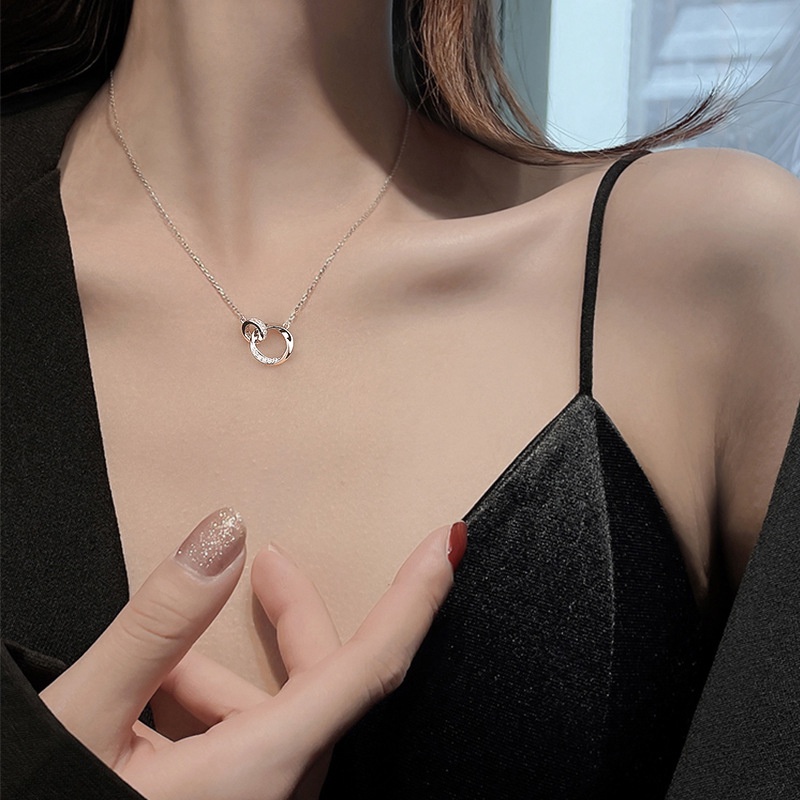 925 Sterling Silver Cincin Gesper Kalung Wanita Desain Canggih Rantai Klavikula Baru Indah Kalung Hadiah