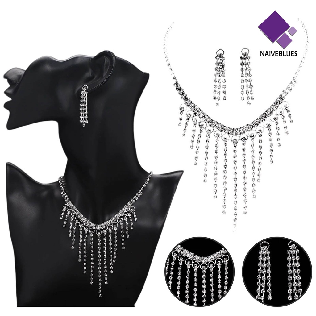 Naiveblue &gt; 1set Anting Rumbai Bertatahkan Temperamen Pengerjaan Indah Gloss Rumbai Shinyny Aksesori Berat