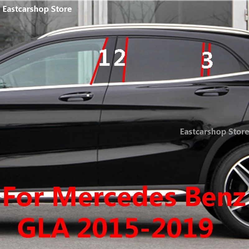 Mercedes Benz GLA GLB GLC GLS Hitam Mengkilap Jendela Pintu Mobil Kolom Tengah B C Tiang Pilar Stiker Trim Mirror Dekorasi Film Untuk W218 W219 H247 Aksesoris