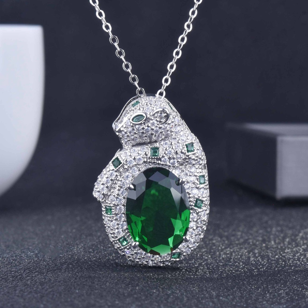 Goldkingdom Fashion Perhiasan Aksesoris Ready Stock Haute Couture Jewelry Royal Sapphire Emerald Leopard Set Mewah Full Berlian Leopard Kepala Kalung Terbuka Cincin