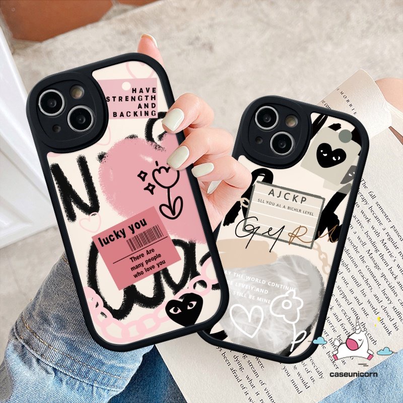 Csing Lembut TPU Cover Infinix Hot 9 11 10 Play 10s 10T 11s Hot 10 Lite Note 8 Smart 5 6 Comme des Garcons Ins Graffiti Cinta Hati Trendi Merek Label Shockproof Ponsel Pasangan Case