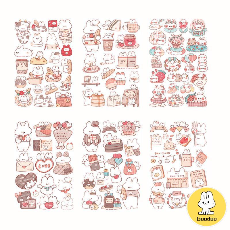 6pc Stiker Cute Cartun Lucu Food Pet Diy Diary Jurnal Palnner Deco Hias -Doo