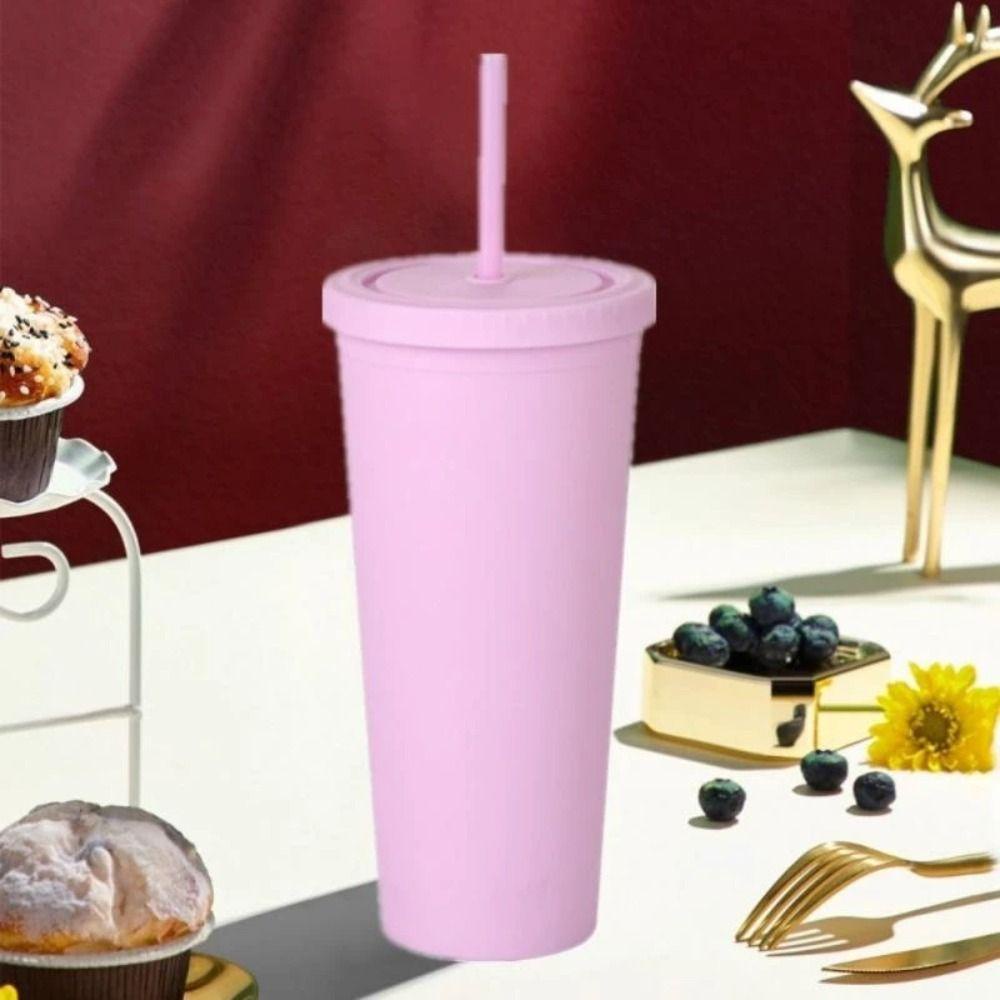 Chookyy Double-layer Skinny Tumbler Reusable With Lid Tempat Minum 24oz Gelas Lurus