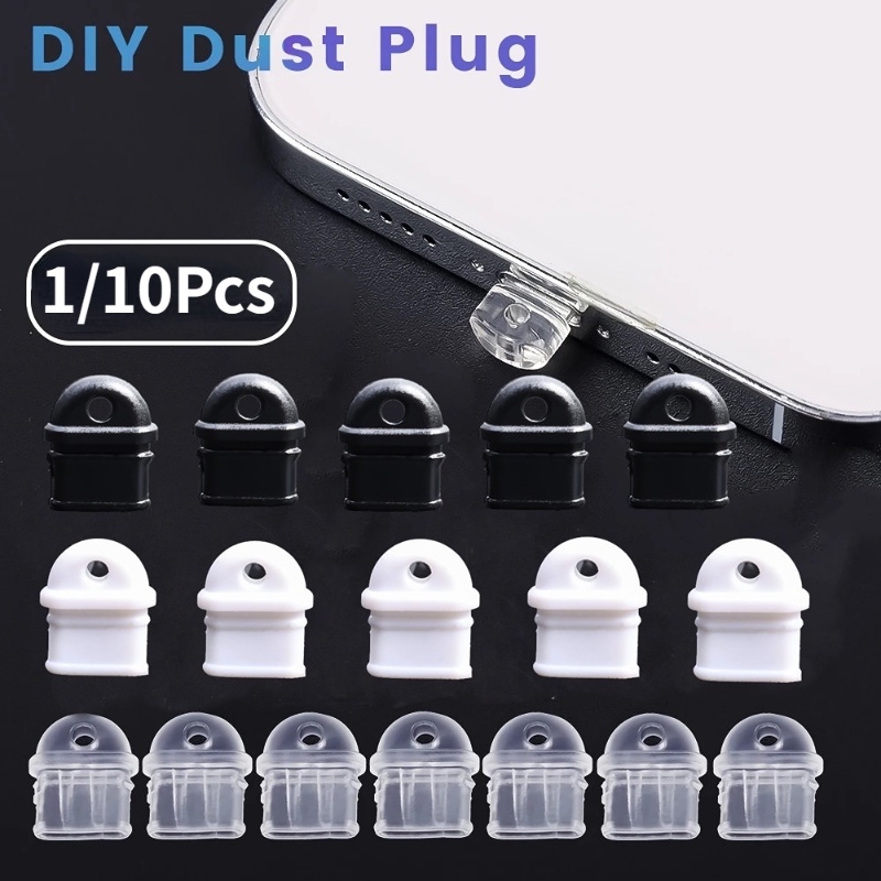 Aksesoris Perlindungan Port Pengisian Telepon PVC Tipe-C Antarmuka Debu Plug Power Port Protection Plug Dengan Lubang DIY Aksesoris Pesona Ponsel