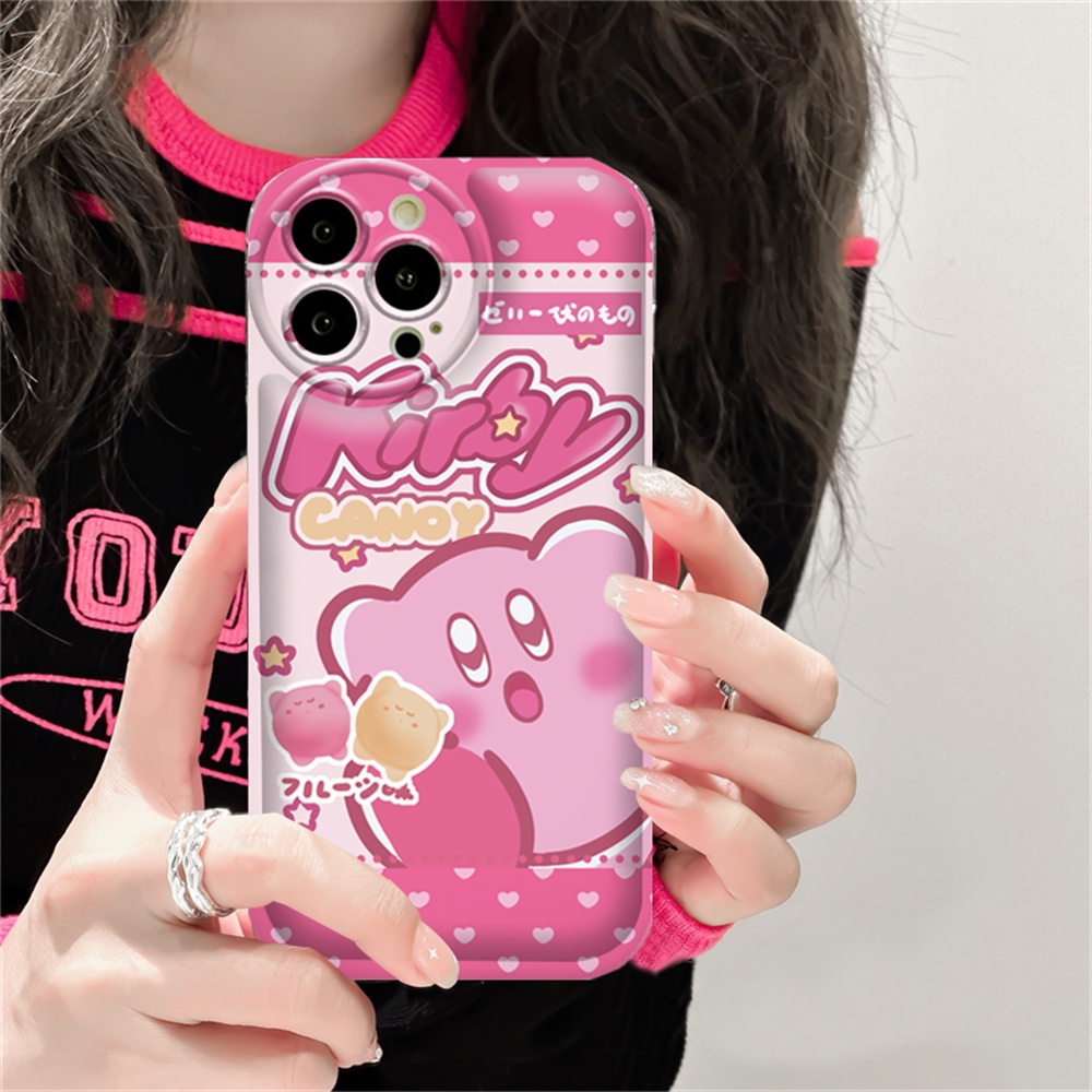 Kartun Lucu Case OPPO A17 A57 A16 A16K A5S A12 A3S A12E A92 A52 F1S A53 A33 A31 A9 A5 A15 A15S A54 F9 C1 Kirby Bantal Udara TPU Phone Case Cover