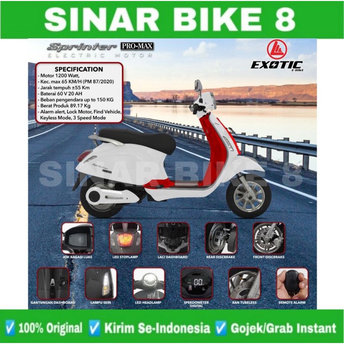 Sepeda Motor Listrik EXOTIC SPRINTER PRO-MAX Electric E-Bike