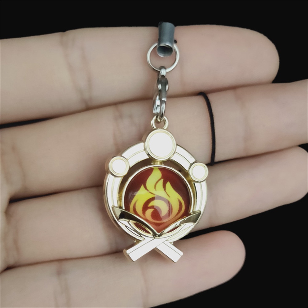 Game Anime Genshin Impact Gantungan Kunci Angin Api Sinar Air Batu Es Rumput Senjata Mini Mata Dewa Bercahaya Key Chain Phone Pendant