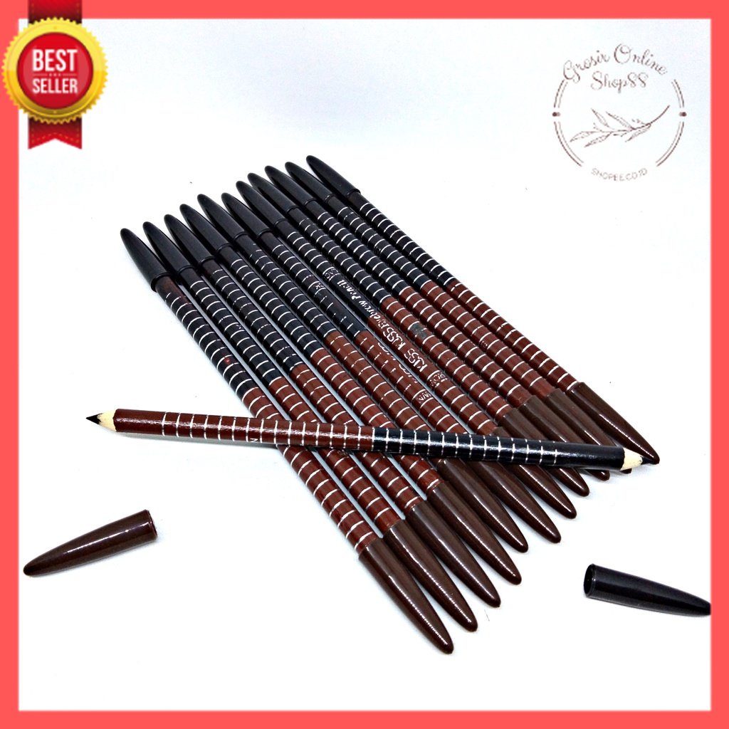 GOS -D413- Pensil Alis 2in1 - 2 in 1 Eyebrow Beauty Brown Black - Pensil Alis