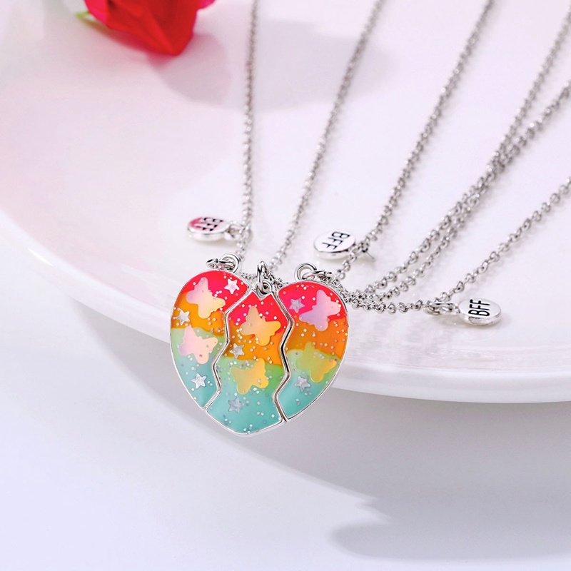 3 Pcs/Set Fashion Teman Baik Anak Kalung Geometris Menetes Minyak Magnet Jahitan Cinta Kalung