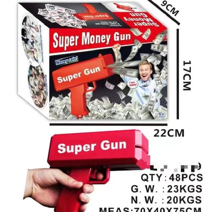 Money Gun Super Gun Tembakan Uang Terbang Kado Mainan Hari Raya Murah Kado MoneY Spray Gun Parodi