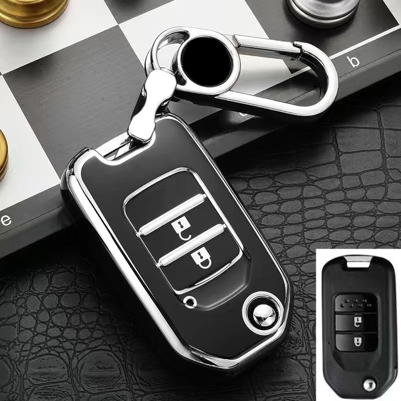 For Honda Chrome Reflection TPU Car Key Cover CITY HRV BRV JAZZ CRV ACCORD CIVIC Chrome Reflection TPU Car Key Cover Car Key