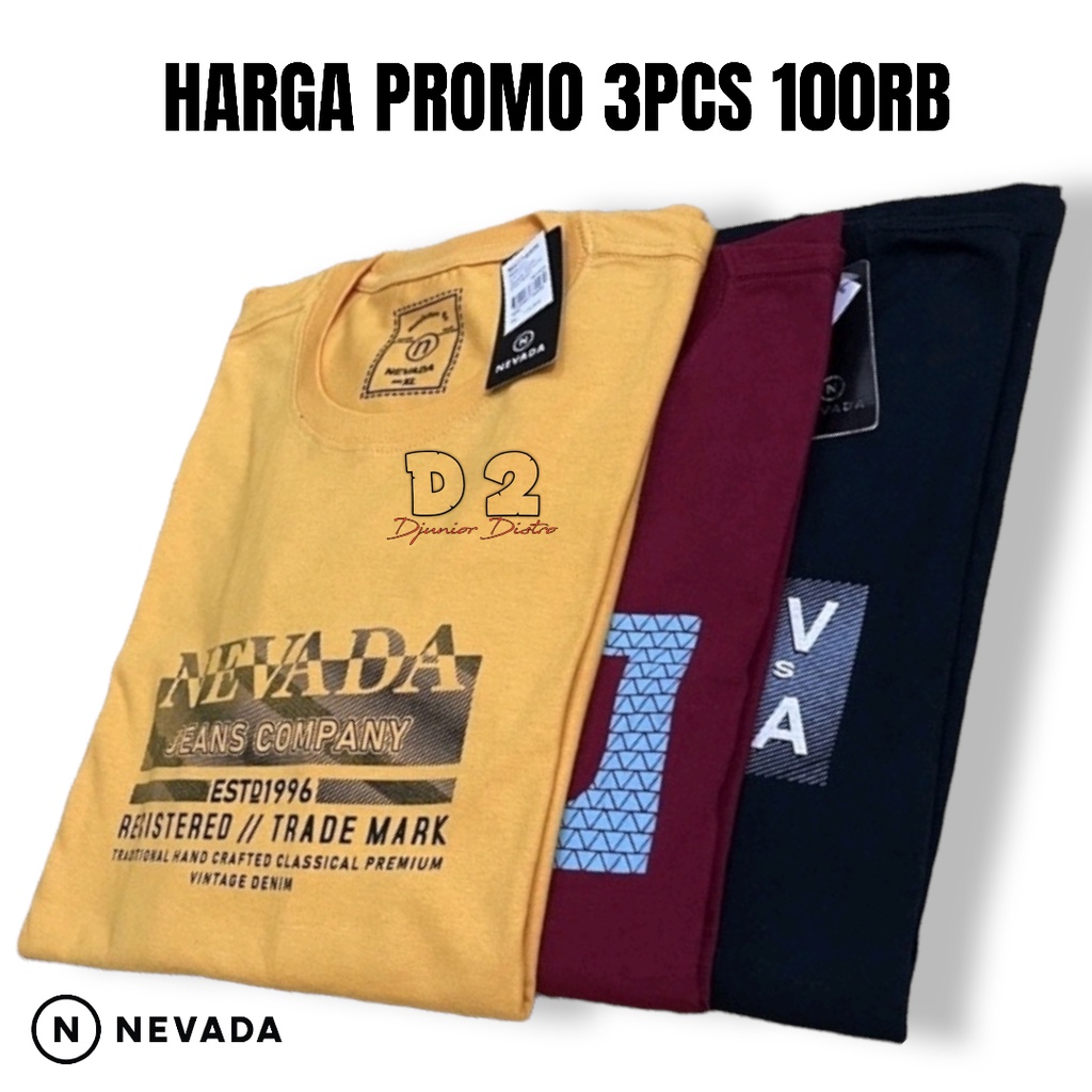 BELI 1 DAPAT 3PCS KAOS NEVADA LENGAN PENDEK BAHAN COTTON FULL HANDTAG MATAHARI / KAOS NEVADA / WANIT