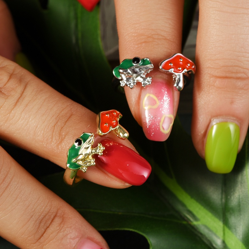Cincin Kodok Gotik Untuk Pria Wanita/Vintage Hip Hop Emas Perak Hewan Adjustable Open Rings Jewelry