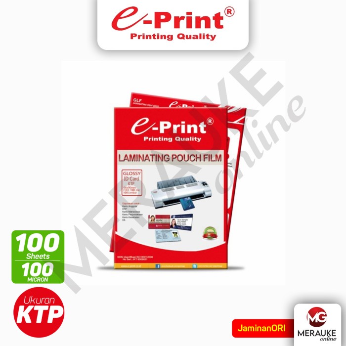 

E-Print Plastik Laminating Pouch Ukuran KTP 100micron isi 100 Lembar