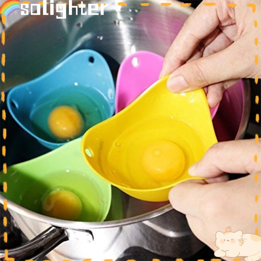 Solighter 4pcs Silikon Egg Poacher Mini Boiler Rings Cooker Alat Masak Poached Baking Cup