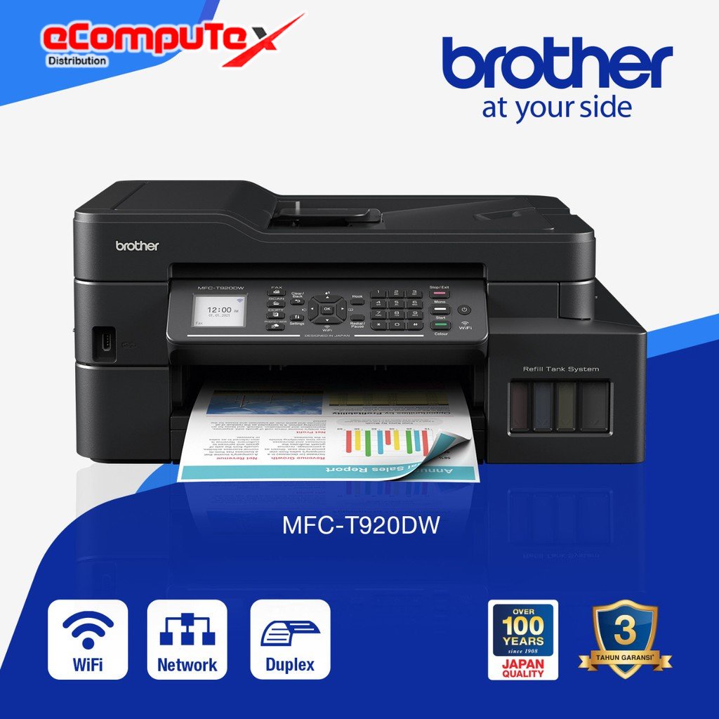 PRINTER BROTHER MFC T920DW / T 920DW INKJET WIRELESS MULTI FUNCTION FAX+ADF GARANSI RESMI