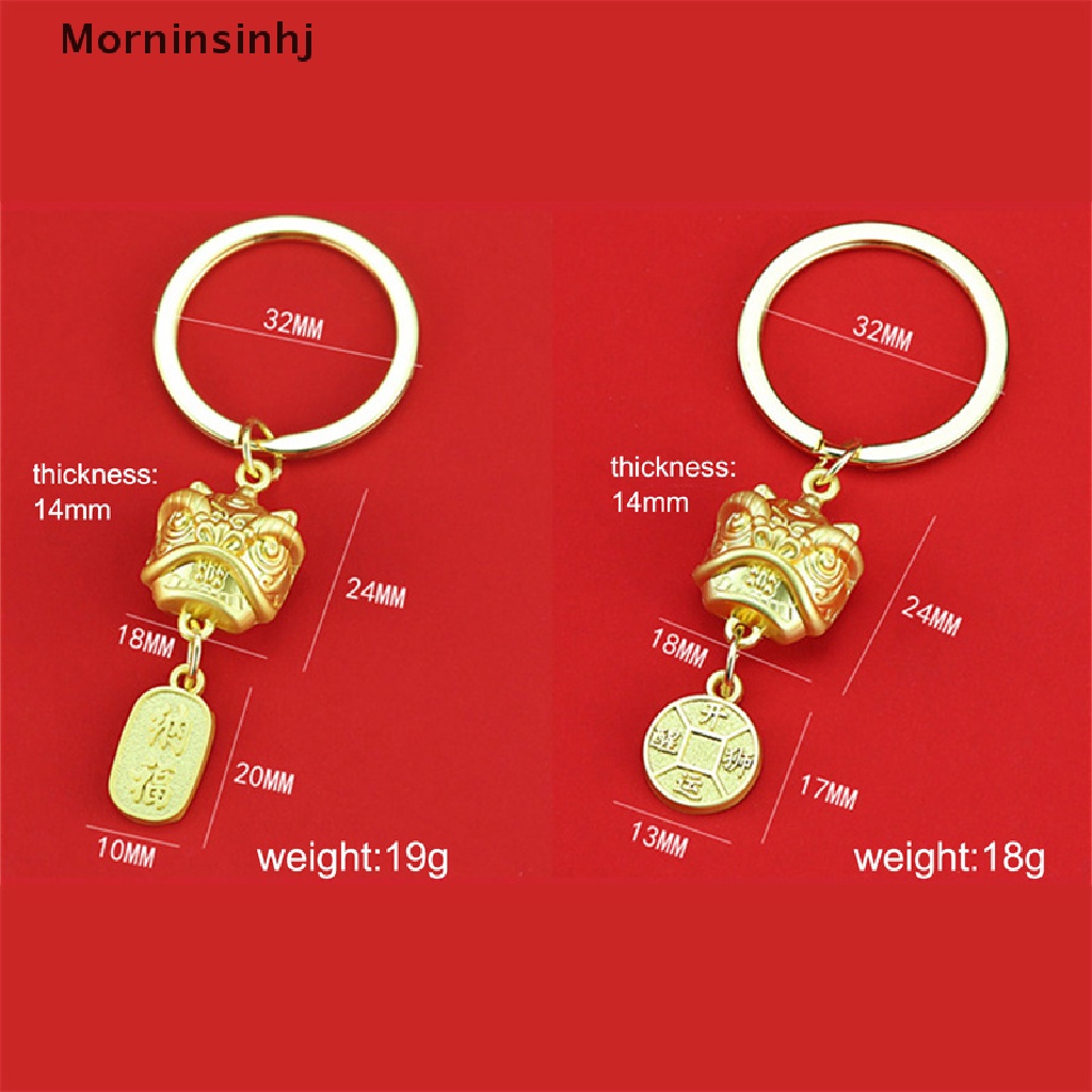 Mornin 2023tahun Baru Lion Dance Head Keychain Pendant Metal Lion King Key Chain Gantungan Kunci Hadiah id