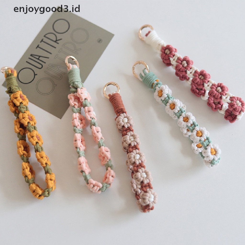 [Rready Stock] 1Pc Bunga Daisy Wristlet Gantungan Kunci Boho Key Fob Strap Wrist Lanyard Keyring (ID)