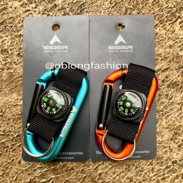 EIGER GANTUNGAN KUNCI 8MM PEAR D CARABINER WITH STRAP COMPAS