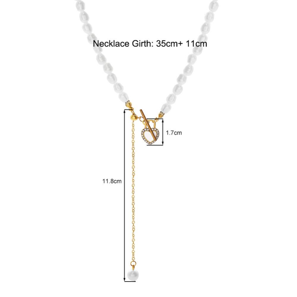 Timekey Temperamen Cinta Liontin Mutiara Kalung Niche Vintage Alloy Pearl Necklace Rantai Klavikula Perhiasan Aksesori R6T3