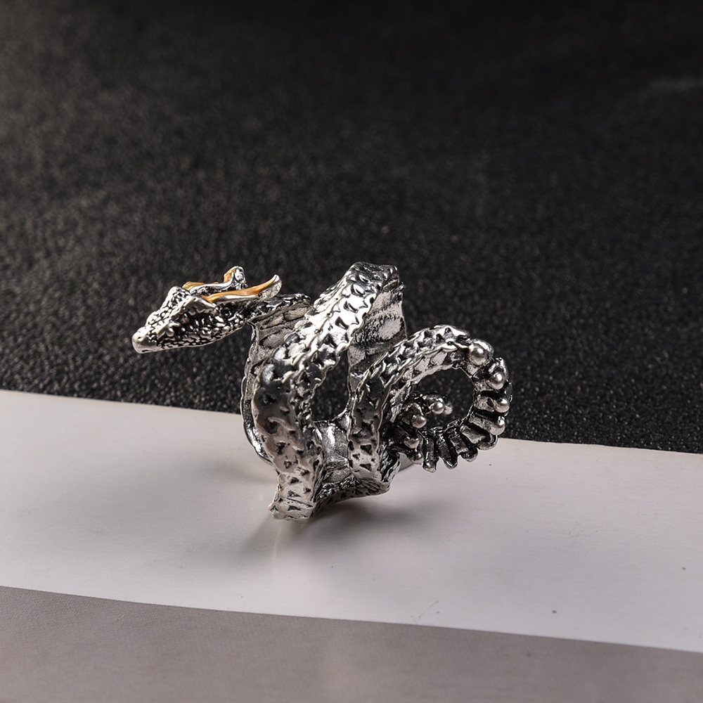 Wanita Wanita Kreatif Retro Fashion Unisex Punk Adjustable Pembukaan Cincin Berbentuk Ular Cincin Perhiasan Aksesoris Pria Logam Cincin Vintage Antik Berlebihan