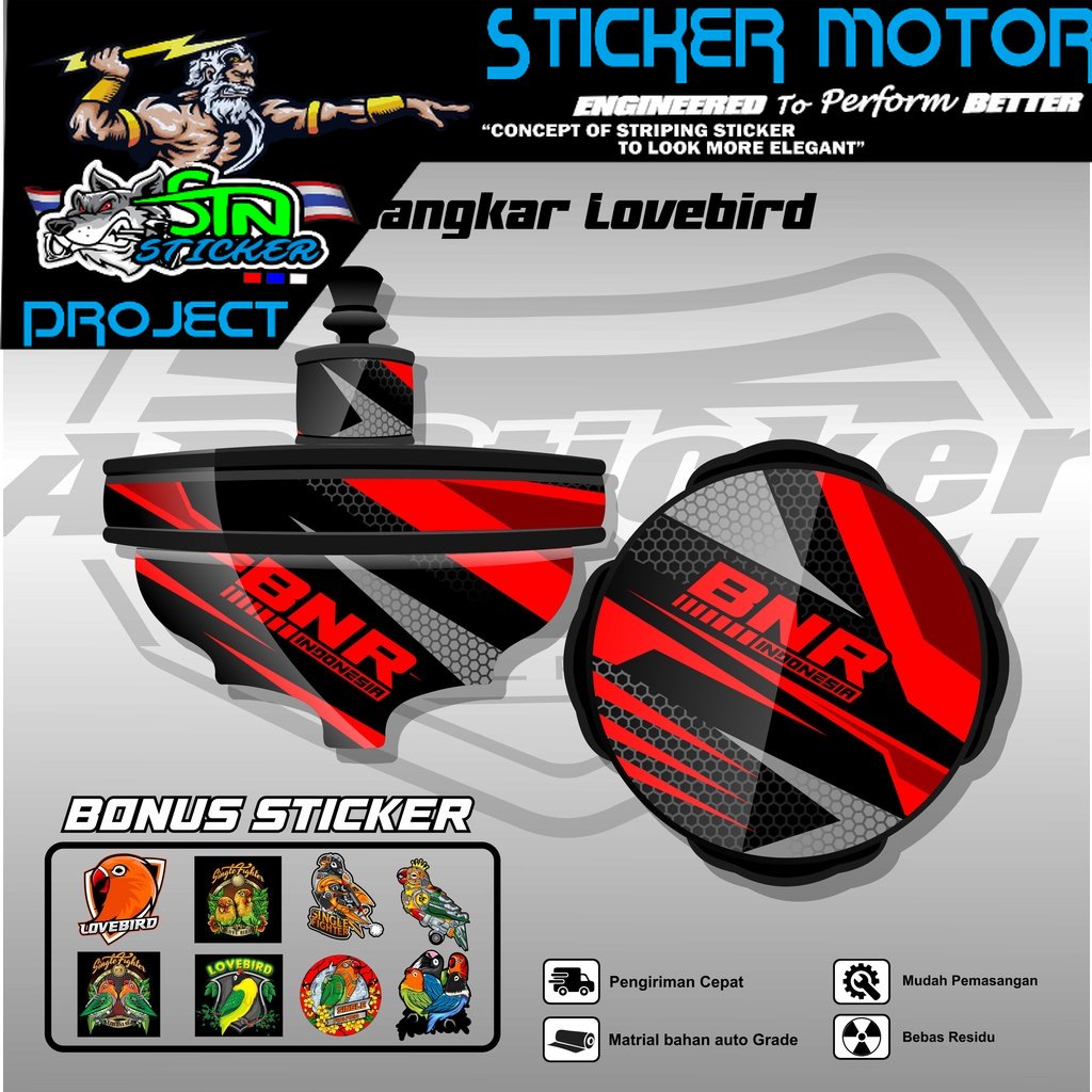 Stiker Tebok Lovebird Motif BnR - Sticker Decal Sangkar Burung Love bird Tipe Batman AR-008