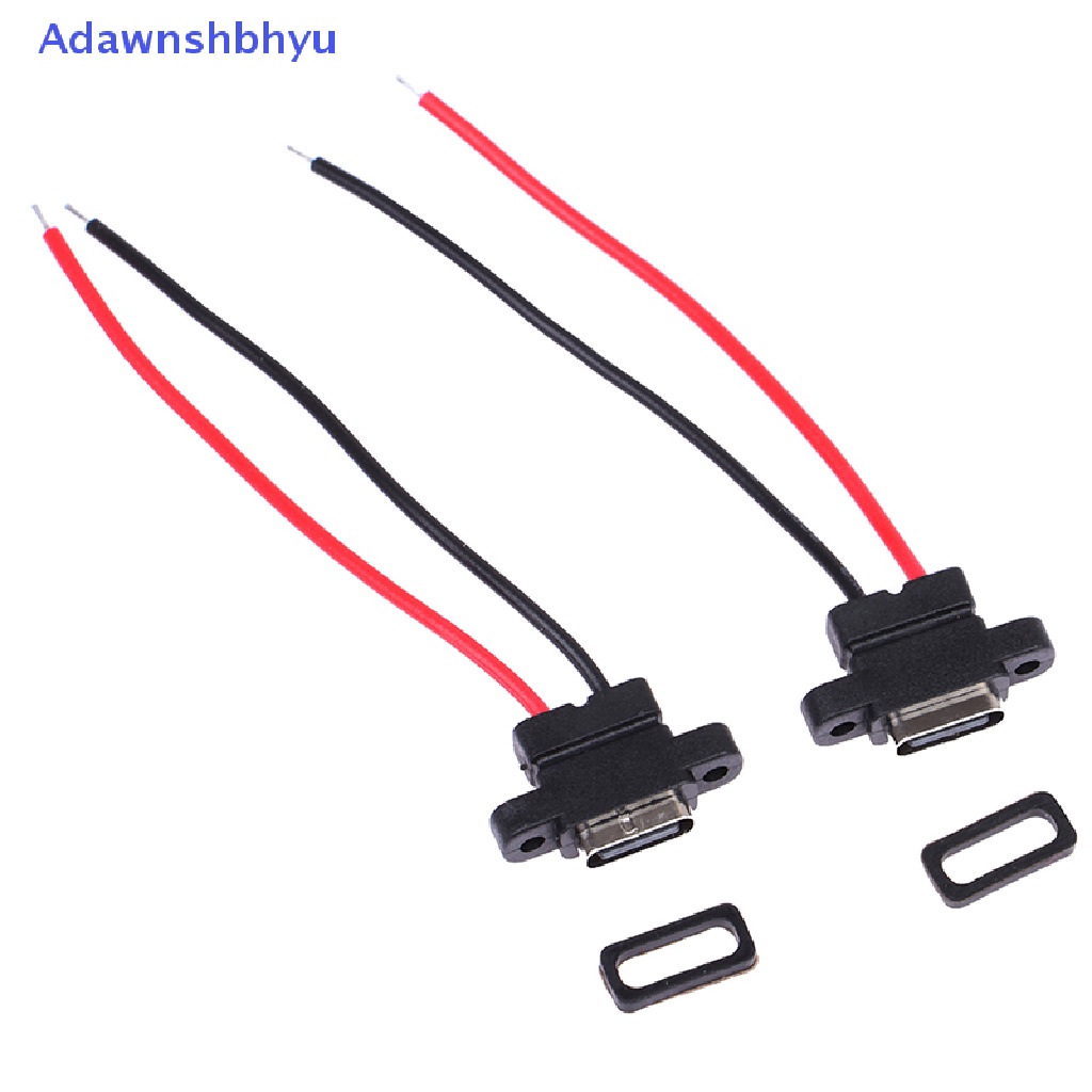 Adhyu 2pcs Konektor USB 3.1 Tipe-C 2Pin SMD SMT Female Socket Fast Charging Port ID