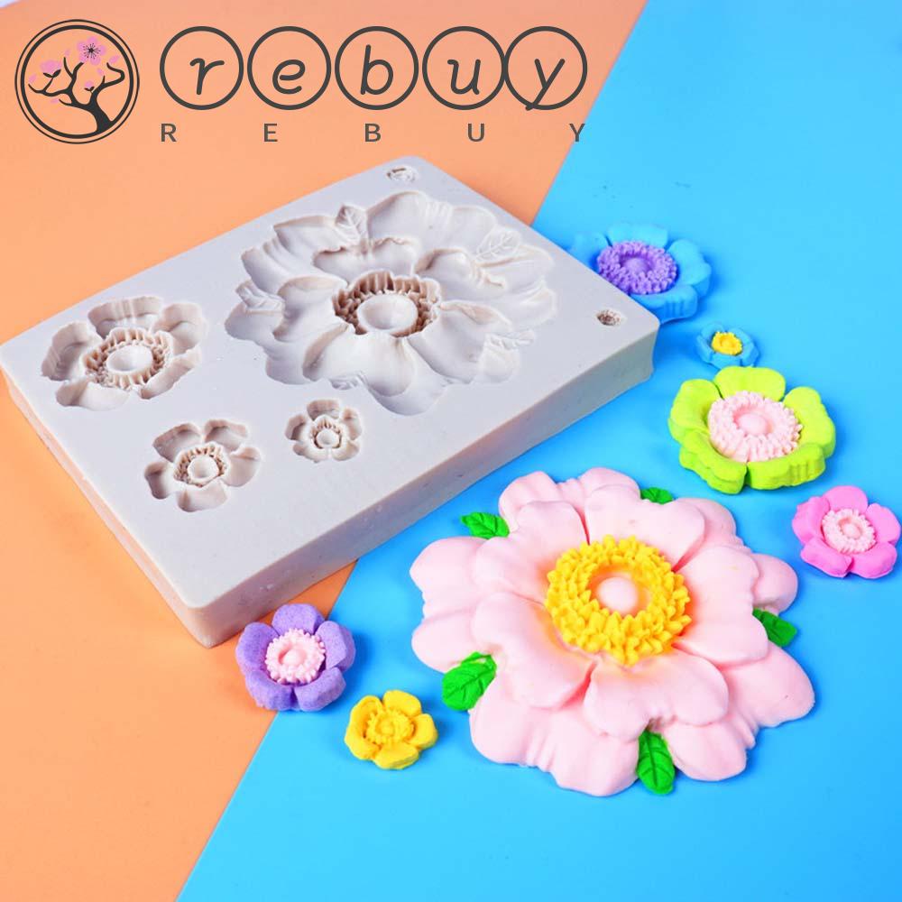 REBUY Ceramics Fondant Mold Chocolate Baking Tool Floral Silicone Mould Gumpaste Cake Decorating Craft Reusable Cake Peony Flower Kitchen Utensils/Multicolor