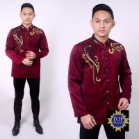 Jasko Merah Marun Bordir Jas Koko Bahan Hightwis Tebal Lembut Size S M L XL XXL