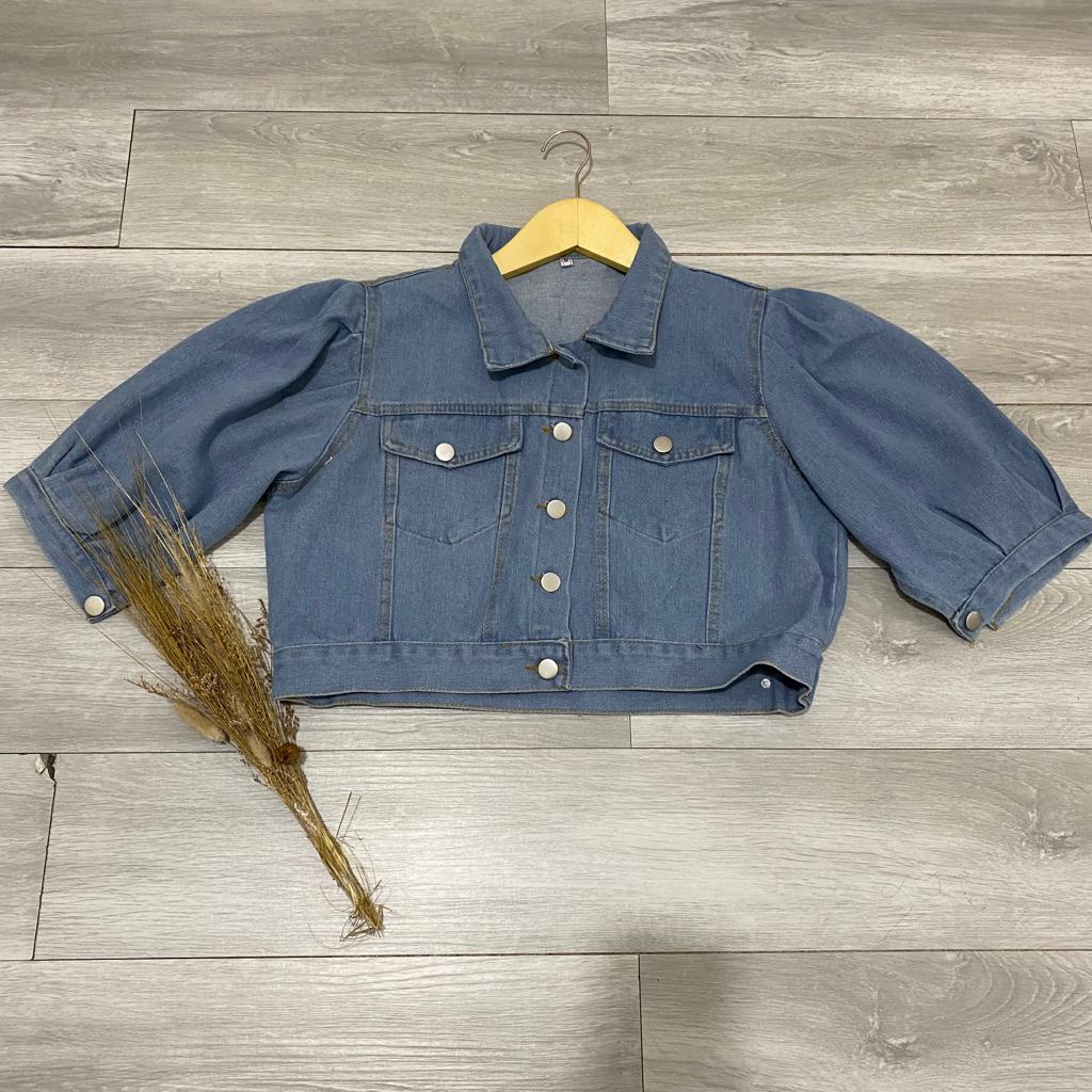 HERCHOICE PDB002 Baju Top Blazer Jeans | Atasan Long Square Atasan Kerah Rajut Korean Kaos Rajut Len