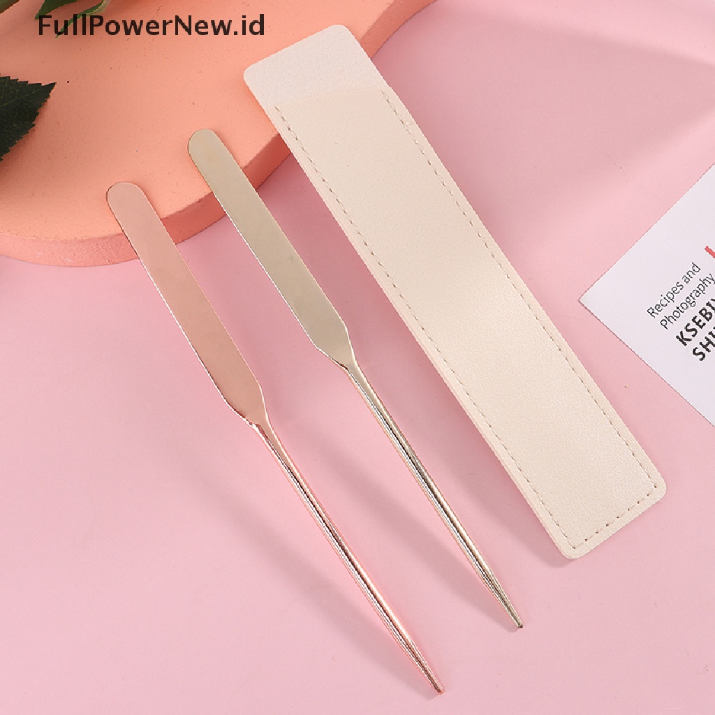 Power 1Pcs Stainless Steel Kepala Ganda Makeup Toner Spatula Mixing Stick Foundation ID