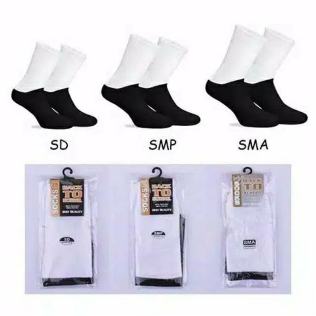 LS 463 - Kaos Kaki Anak Sekolah Laki-laki Perempuan SD SMP SMA Hitam Putih