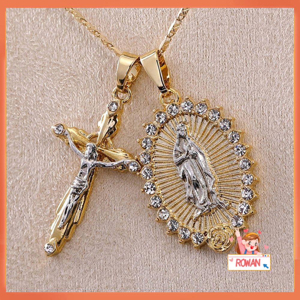 R-flower Cross Kalung Perhiasan Aksesoris Totem Salib