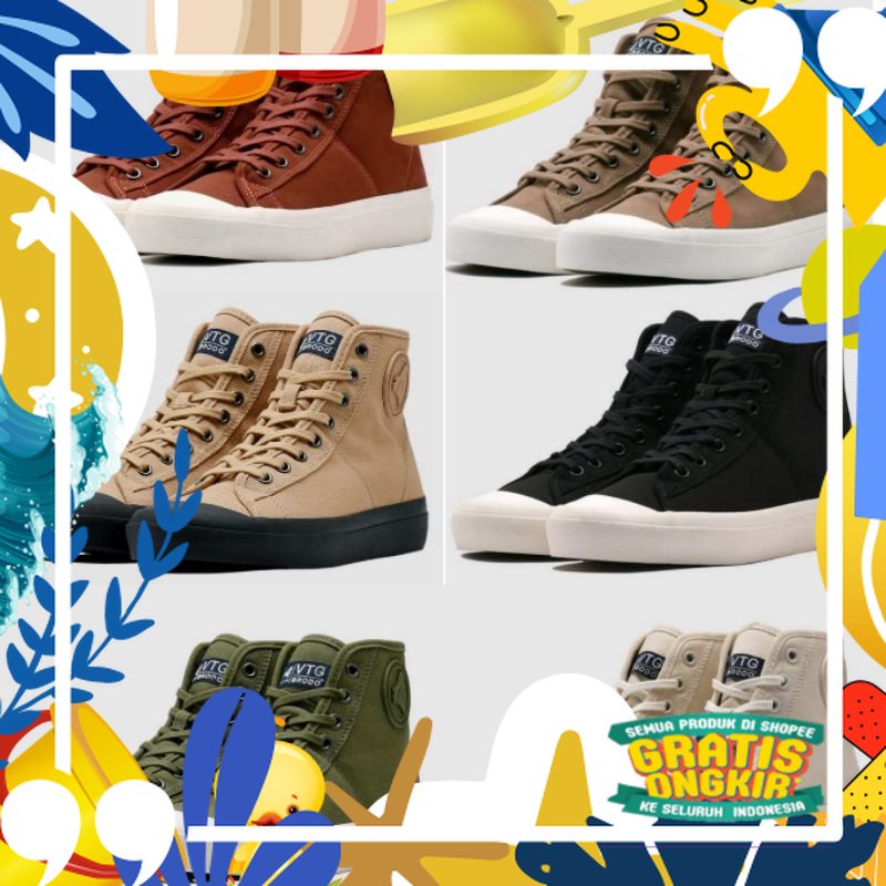 Super Mewah / Brodo Vtg Vantage V2 High Original Black Ws / Olive / Natural White / Mocca / Teracota