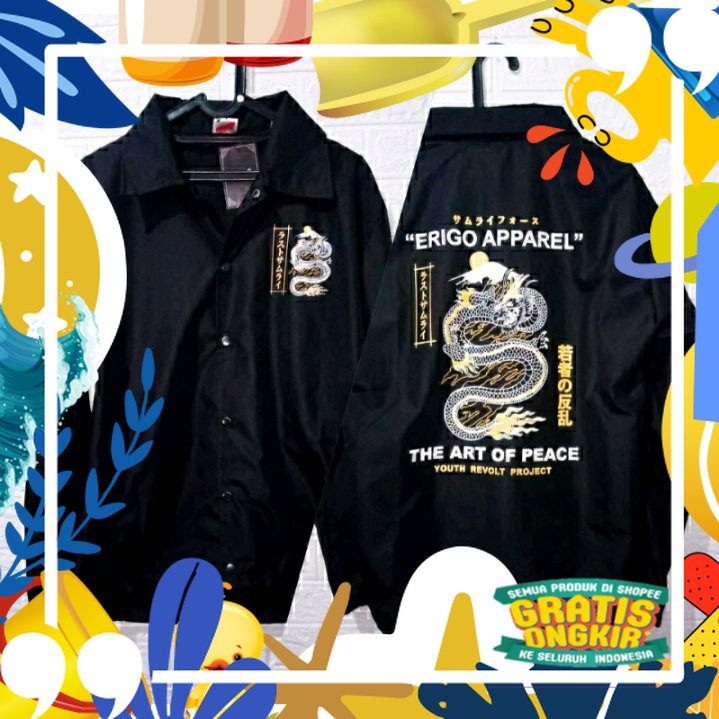 JAKET COACH PRIA ERIGO NAGA HITAM CJ//JAKET PARASUT PRIA WANITA//JAKET WINDBREAKERS/ merah putih bir
