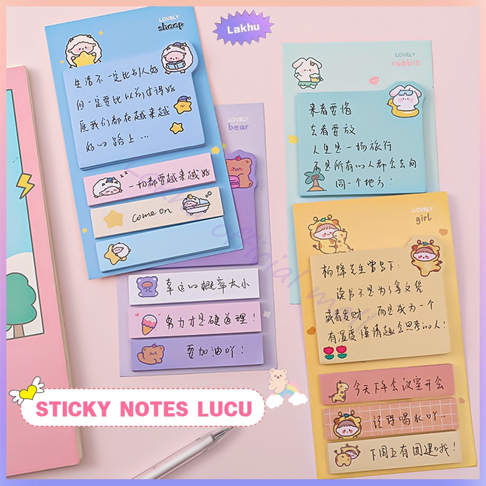 Lakhu Sticky Notes / Pembatas Buku Karakter Lucu/Memo Stick